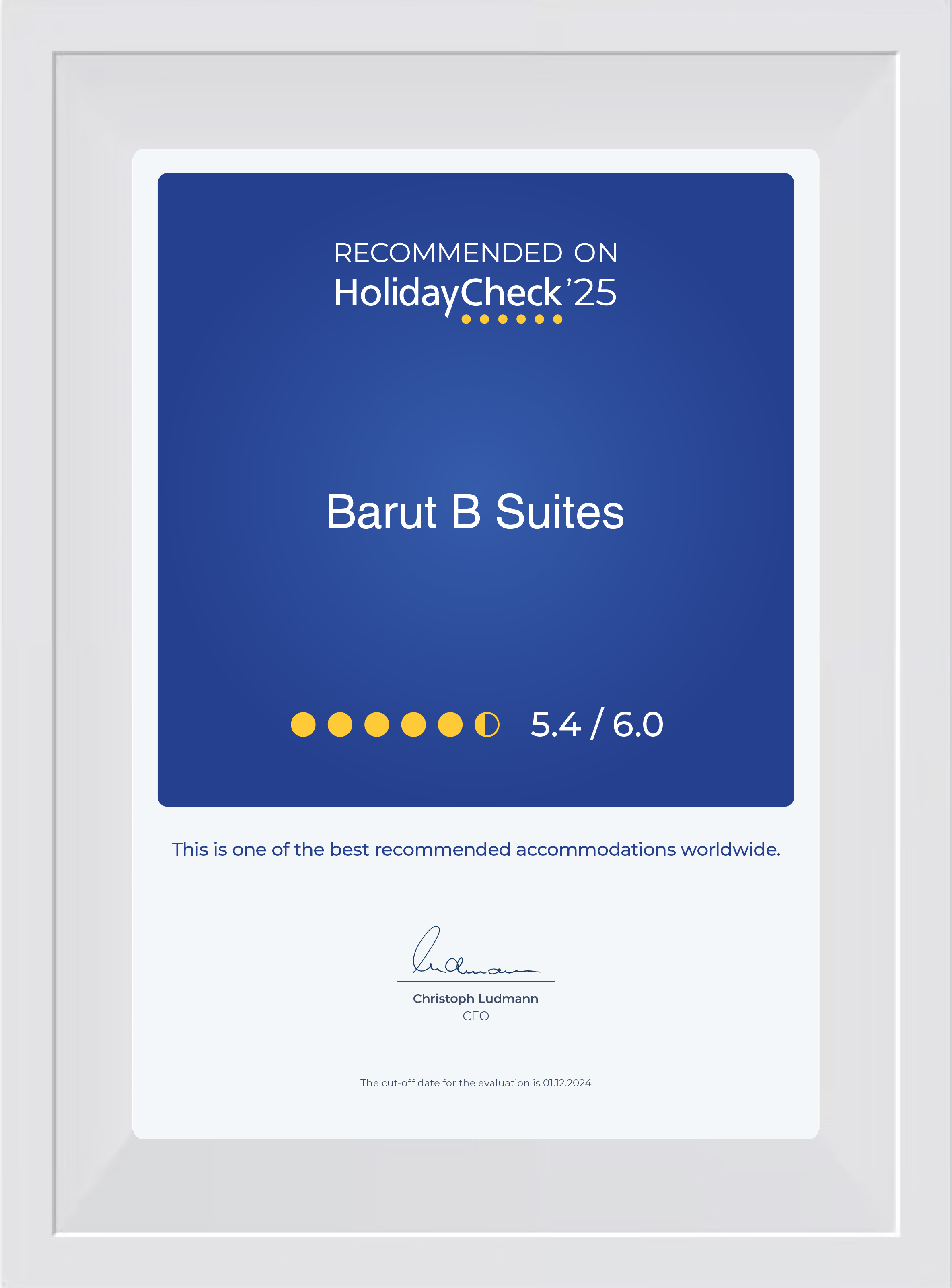 Recommended On Holidaycheck 2025